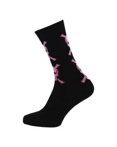 Pink Skull on Black Men Ankle Socks 