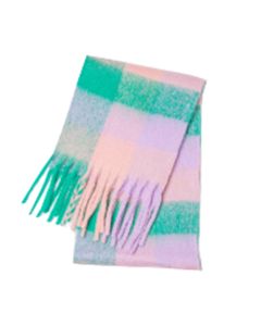 Violet Flower Check Design Scarf
