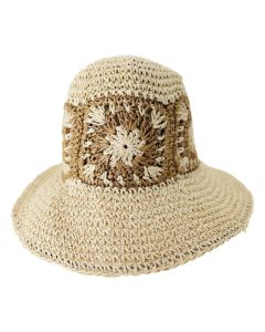 Sand-Caramel Flower Crochet Hats