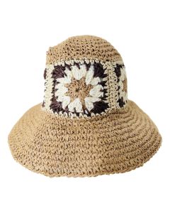 Brown Flower Crochet Hats