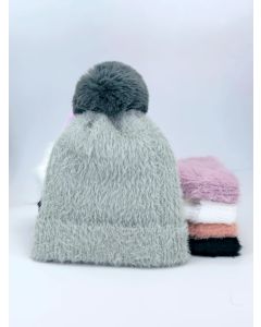 Bright Colours Beanie With Detachable Pom Pom
