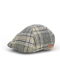 Monochrome Tartan Design Six Panel Flat Cap