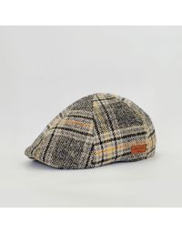 Monochrome Tartan Design Six Panel Flat Cap