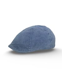 Six Panel Blue Denim Flat Cap