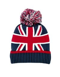 Union Jack Beanie with Matching Pom Pom