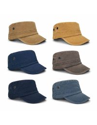 Assorted Stone Washed Castro MIlitary Caps with Buckle 